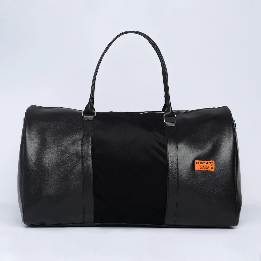 Midnight black duffle bag