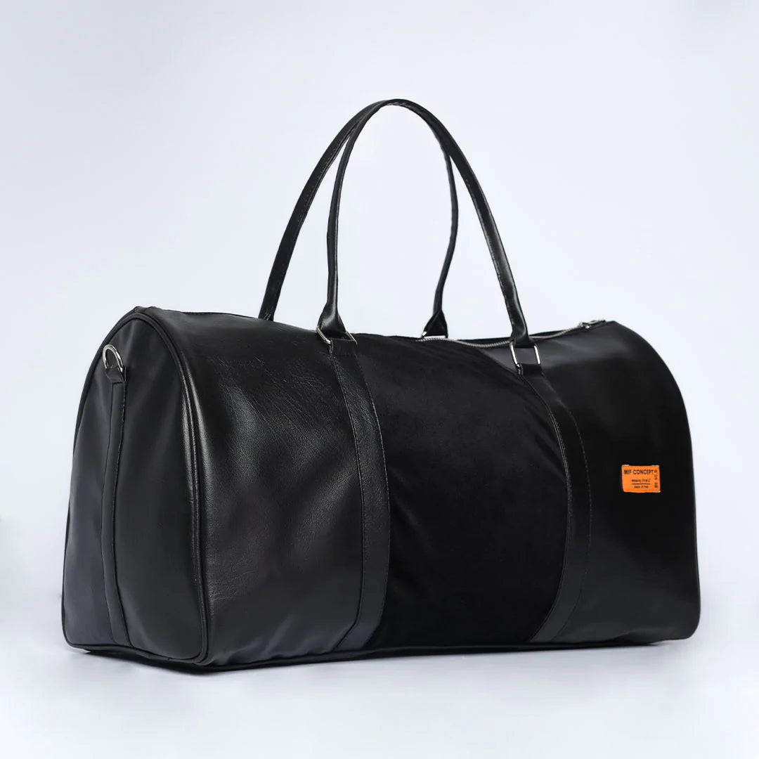 Midnight black duffle bag